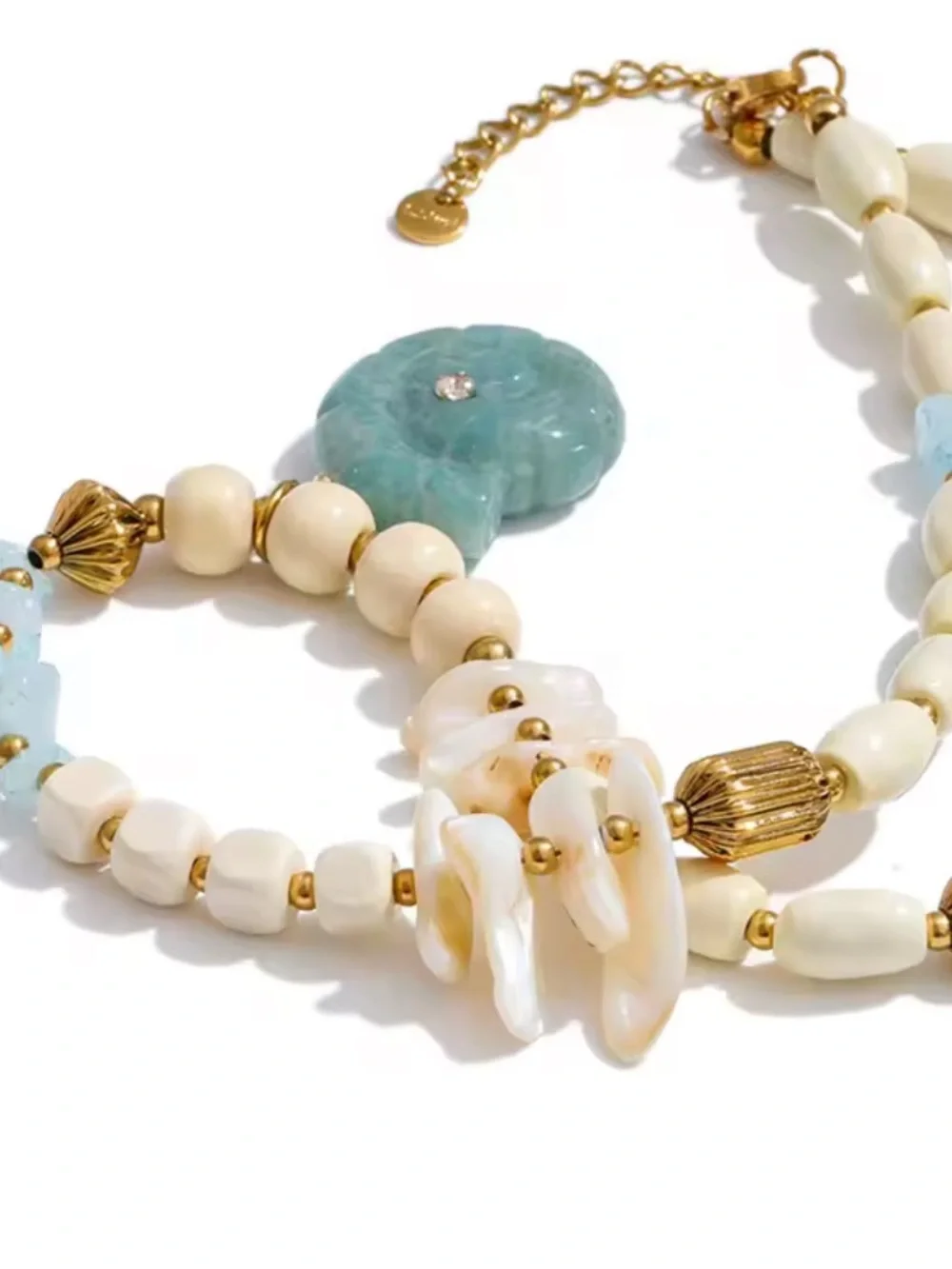 Aqua Couture Pendant Beaded Necklace